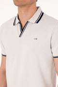 Men's Slim Fit Crazy Collar Light Grey T-Shirt