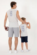 Men's Regular Fit Crew Neck Light Gray Sleeveless T-shirt