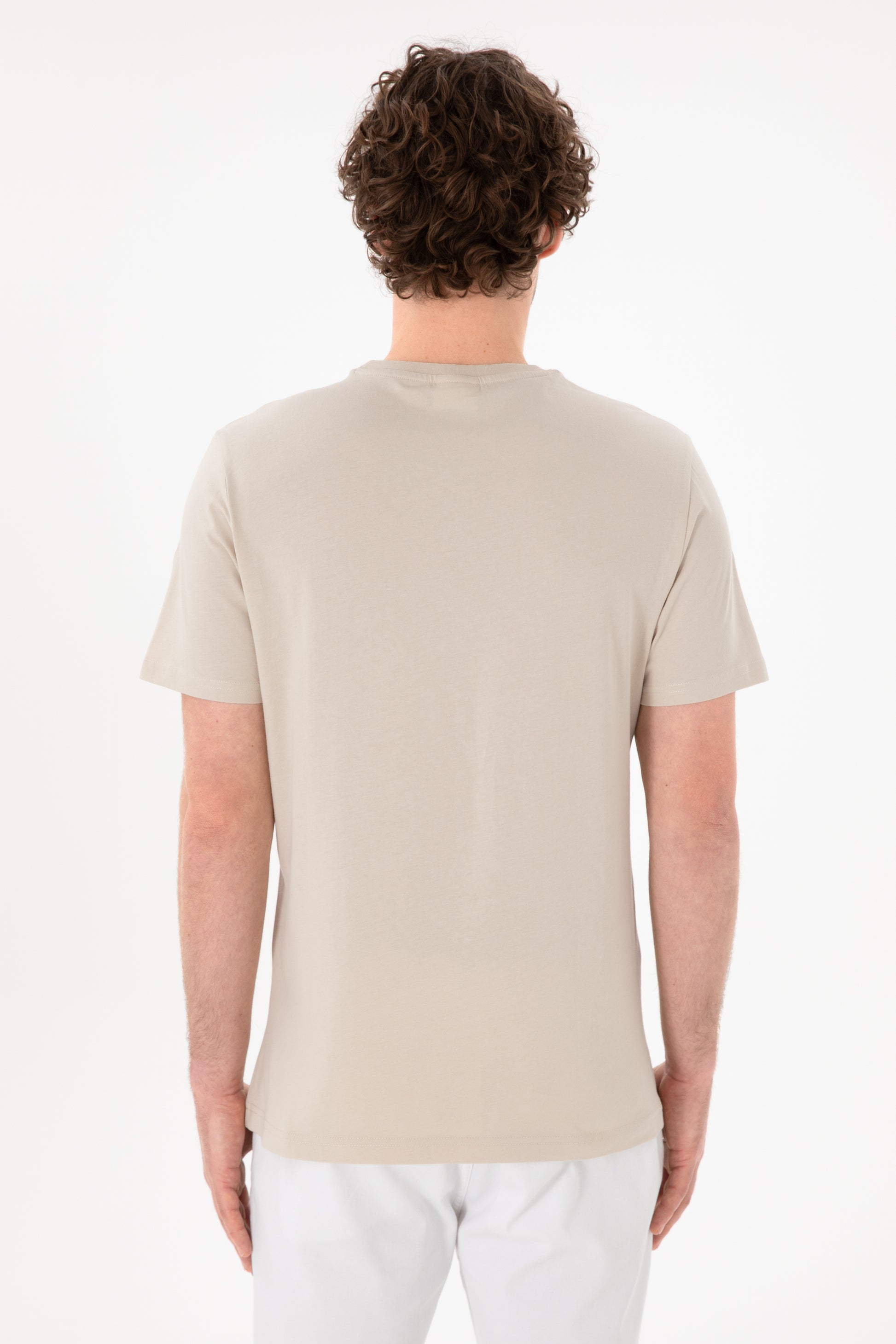 Men's Regular Fit Crew Neck Stone Basic T-Shirt
