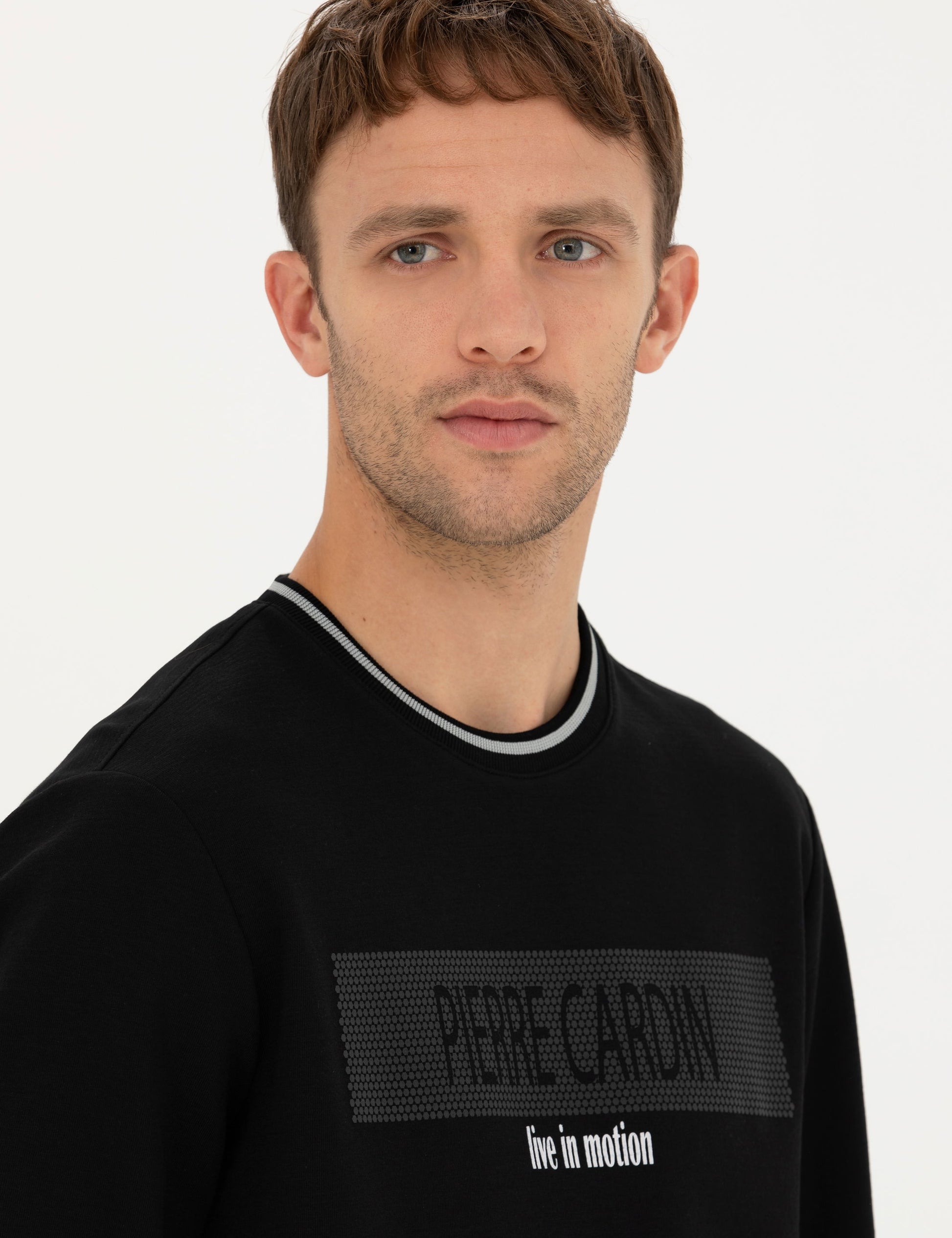 Black Regular Fit Crew Neck Sweatshirt