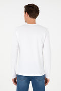 Men's Slim Fit Crew Neck White Basic Sweatshirt