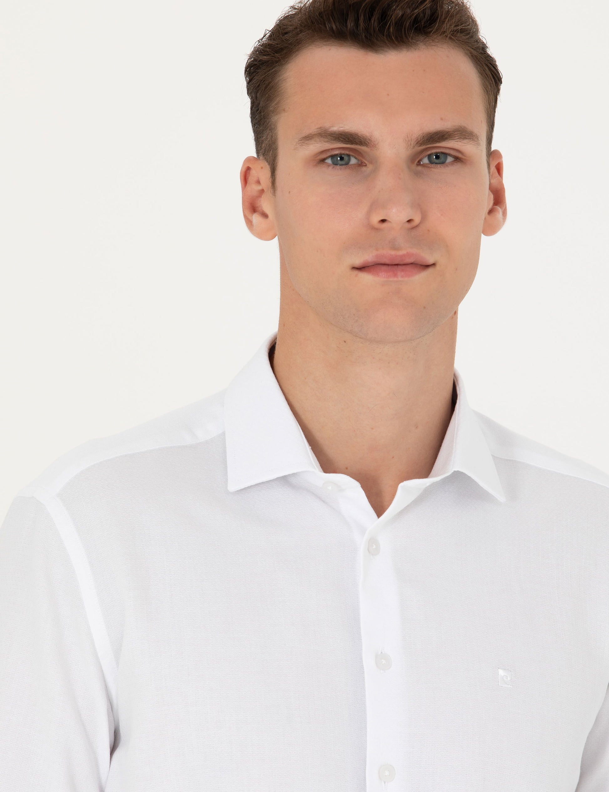 White Slim Fit Long Sleeve Shirt