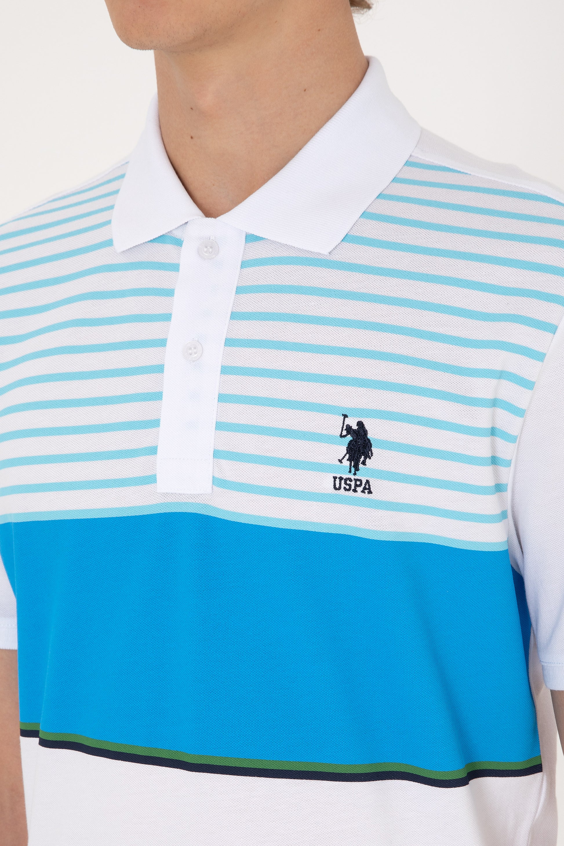 Men's Regular Fit Polo Neck Turquoise T-shirt