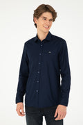 Men's Navy Blue Long Sleeve Basic Shirt