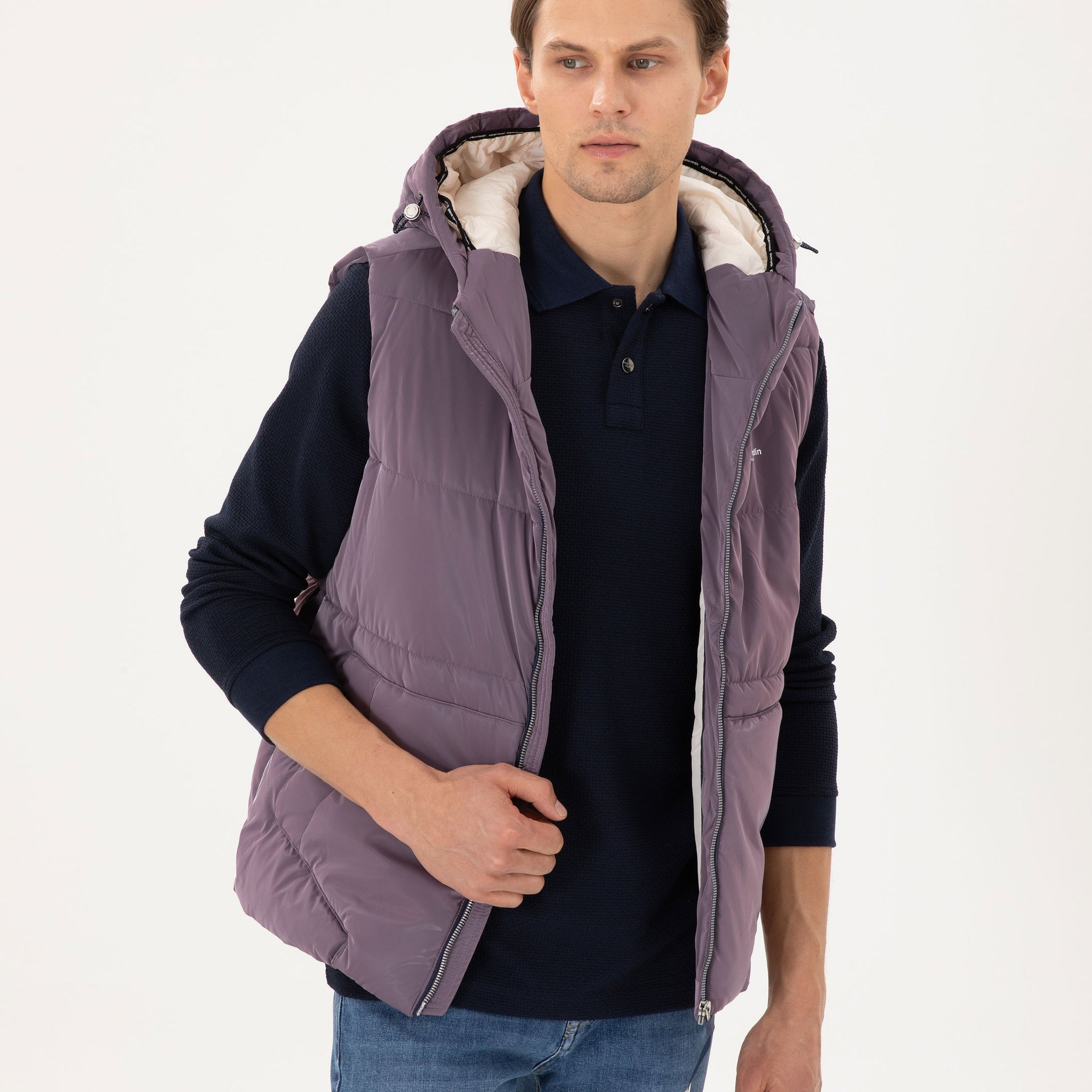 Purple Hooded Inflatable Warm Vest