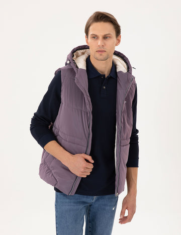 Purple Hooded Inflatable Warm Vest