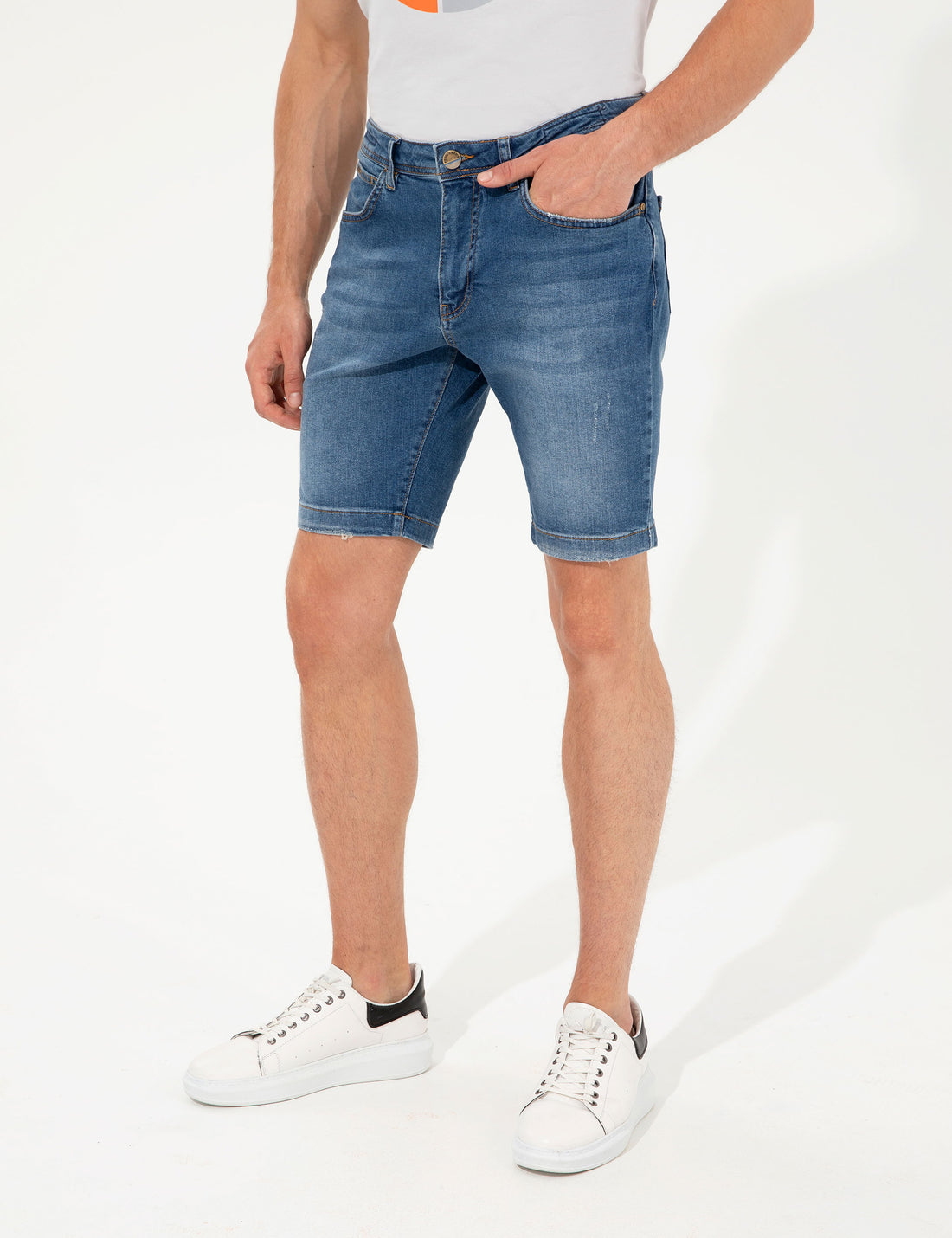 Indigo Slim Fit Jeans Shorts