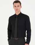 Black Slim Fit Long Sleeve Basic Shirt