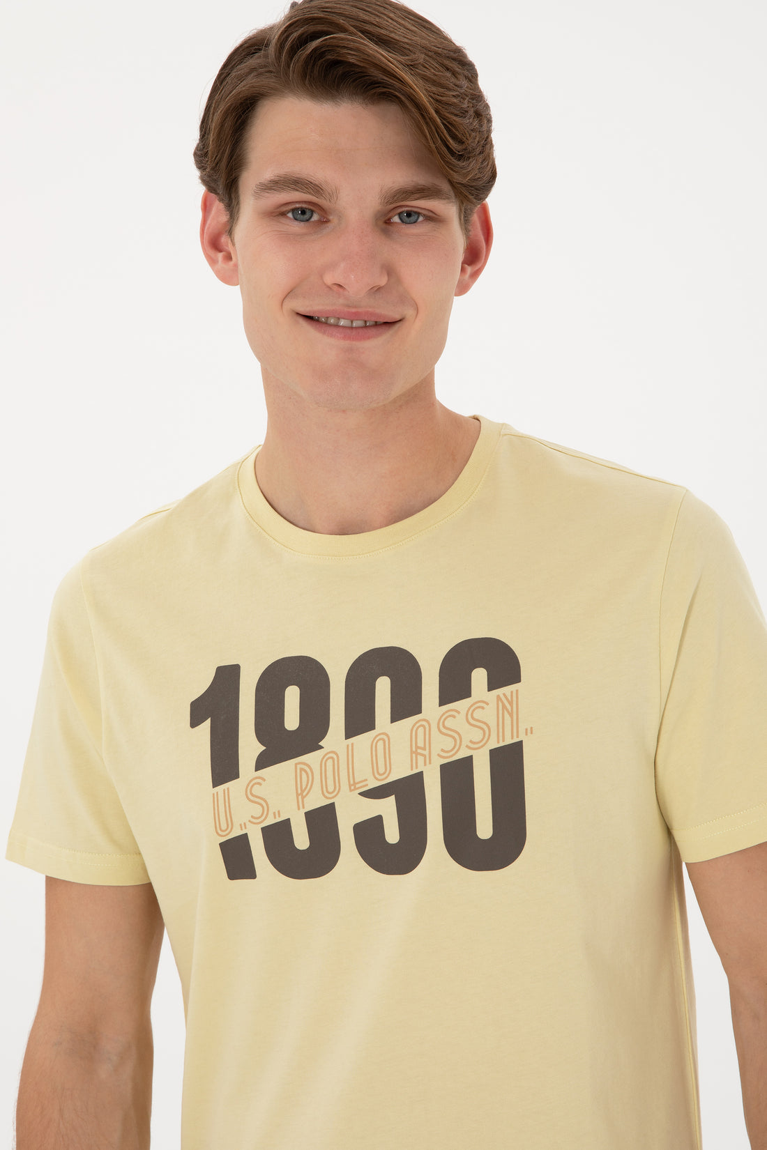 Men's Regular Fit Crew Neck Light Khaki T-Shirt
