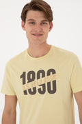Men's Regular Fit Crew Neck Light Khaki T-Shirt