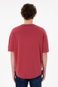 Men's Long Fit Crew Neck Cherry Basic T-Shirt