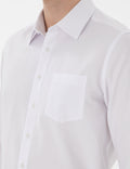White Regular Fit Long Sleeve Basic Pocket Shirt