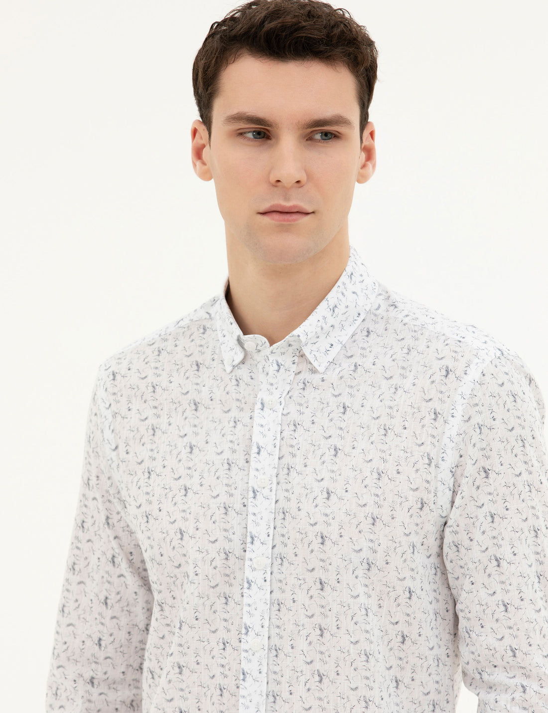 Navy Blue Slim Fit Long Sleeve Shirt
