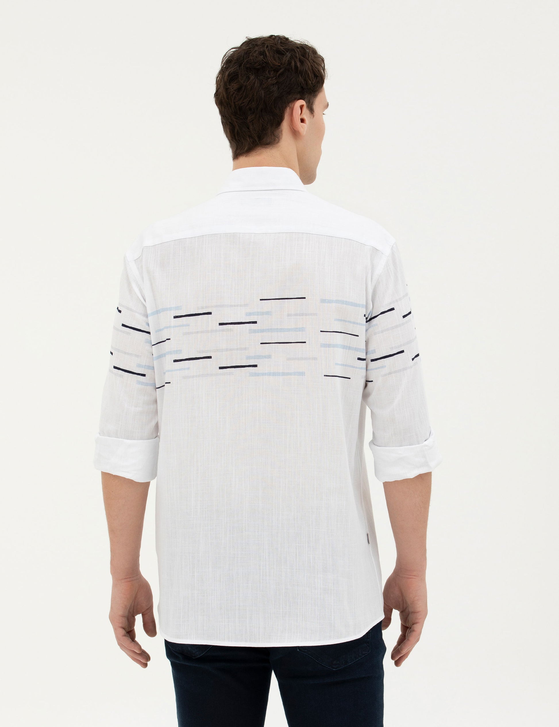 Navy Blue Slim Fit Long Sleeve Shirt