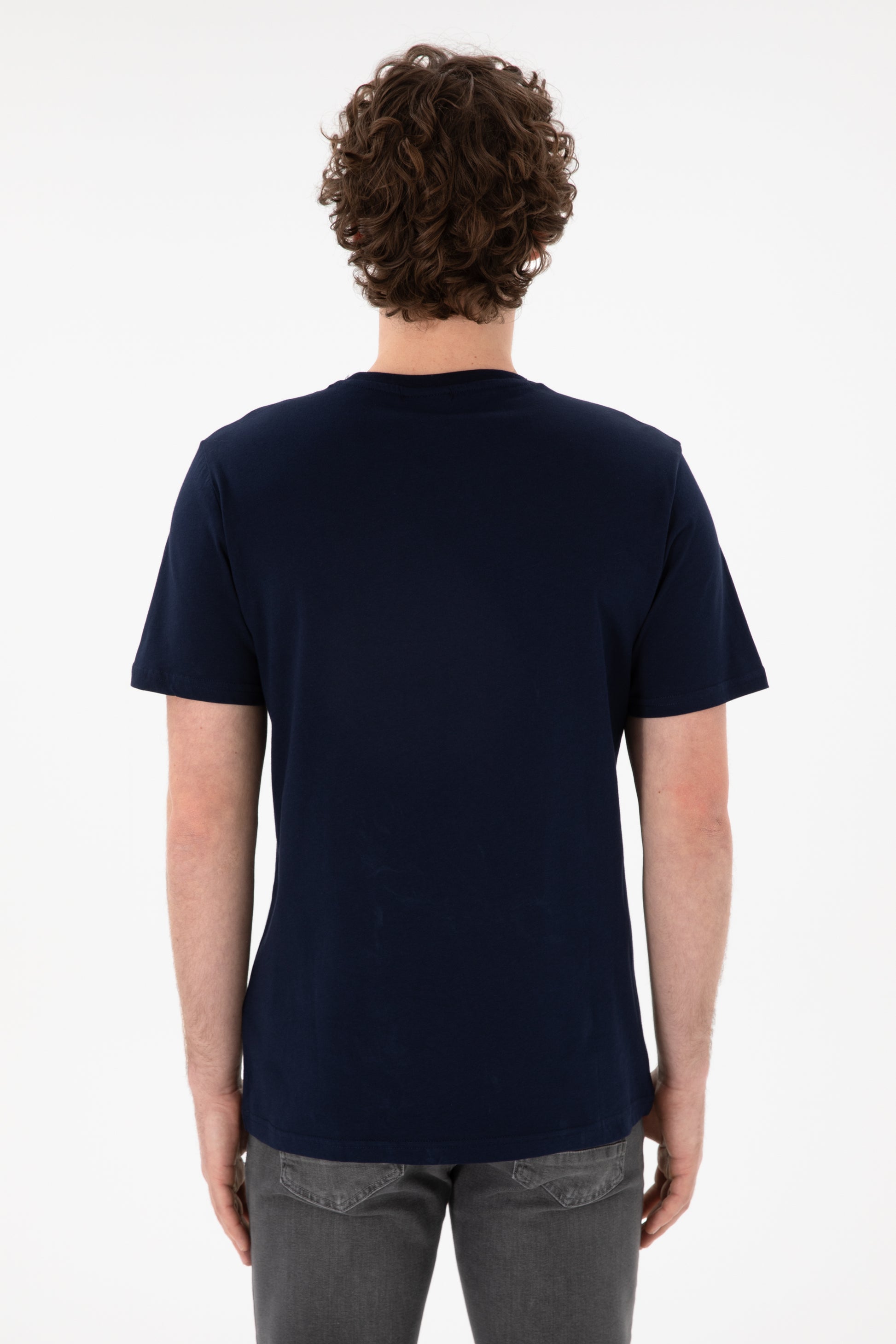 Men's Regular Fit Crew Neck Navy Basic T-Shirt
