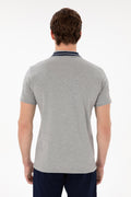 Men's Slim Fit Polo Neck Grey Melange Basic T-Shirt