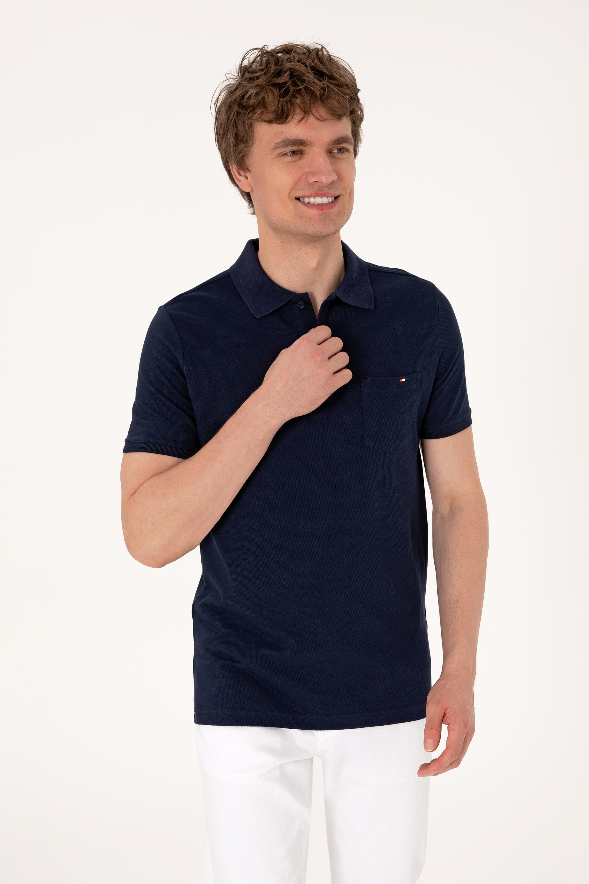 Men's Regular Fit Polo Neck Navy T-Shirt