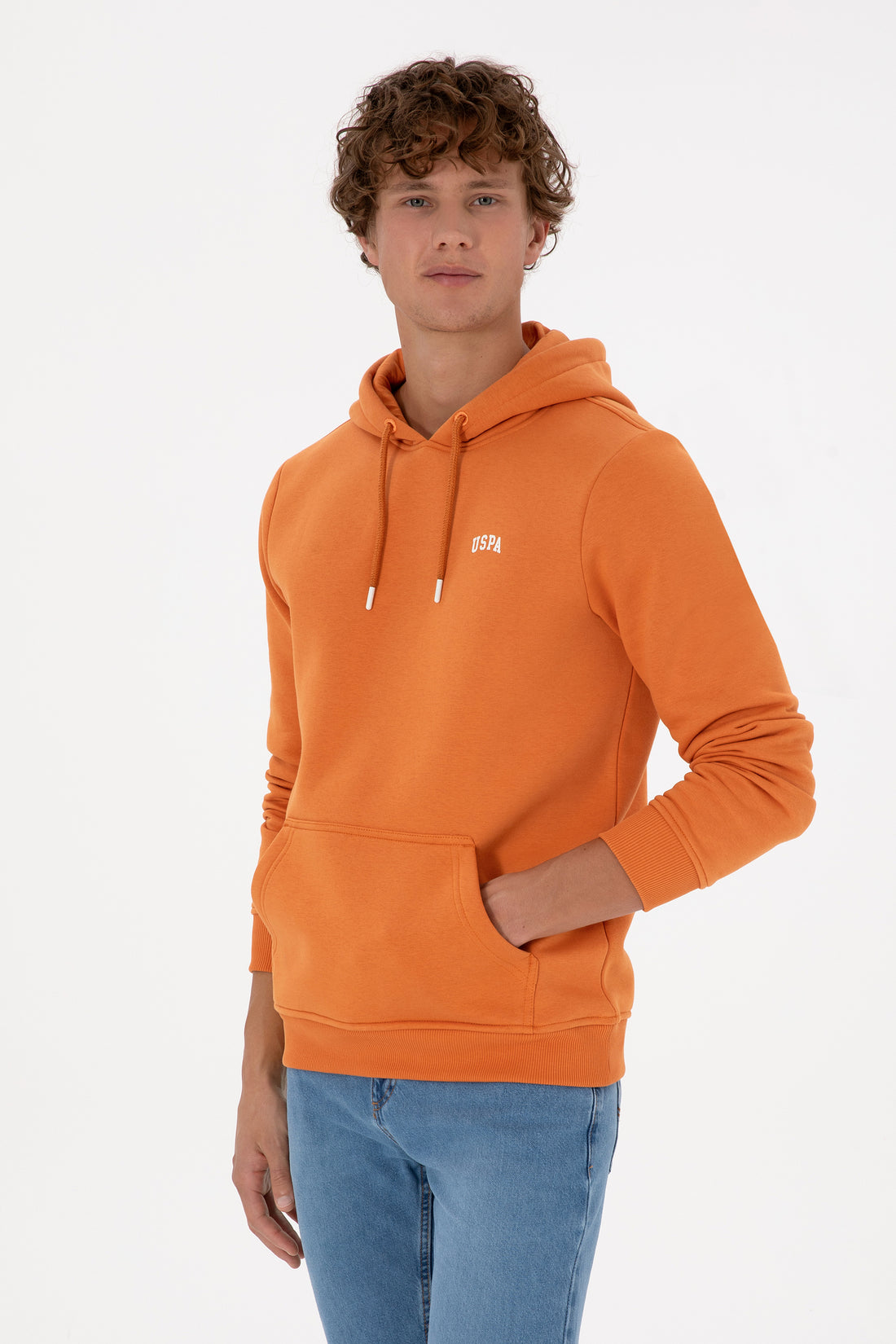 Erkek Regular Fit Kapüşonlu Bakır Basic Sweatshirt