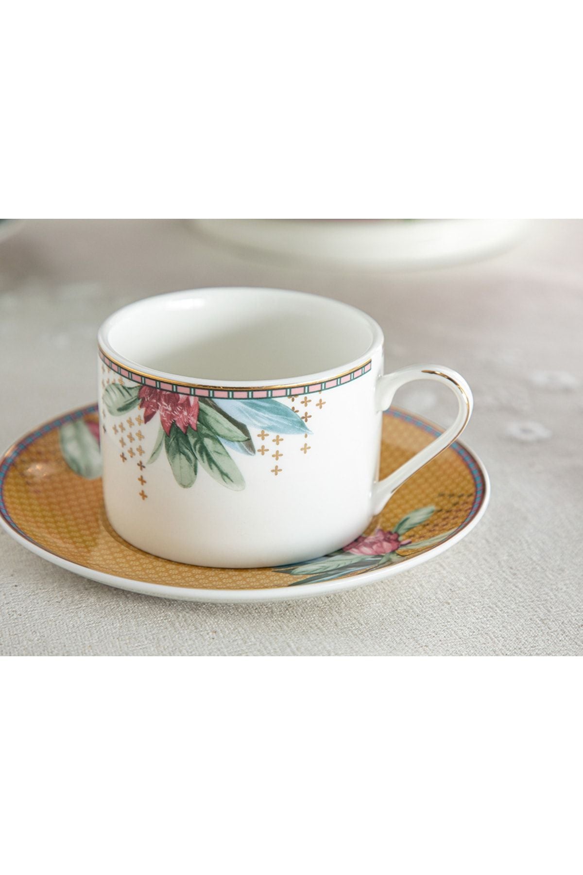 Protea New Bone China Set of 2 Tea Cups 220 Ml Mustard