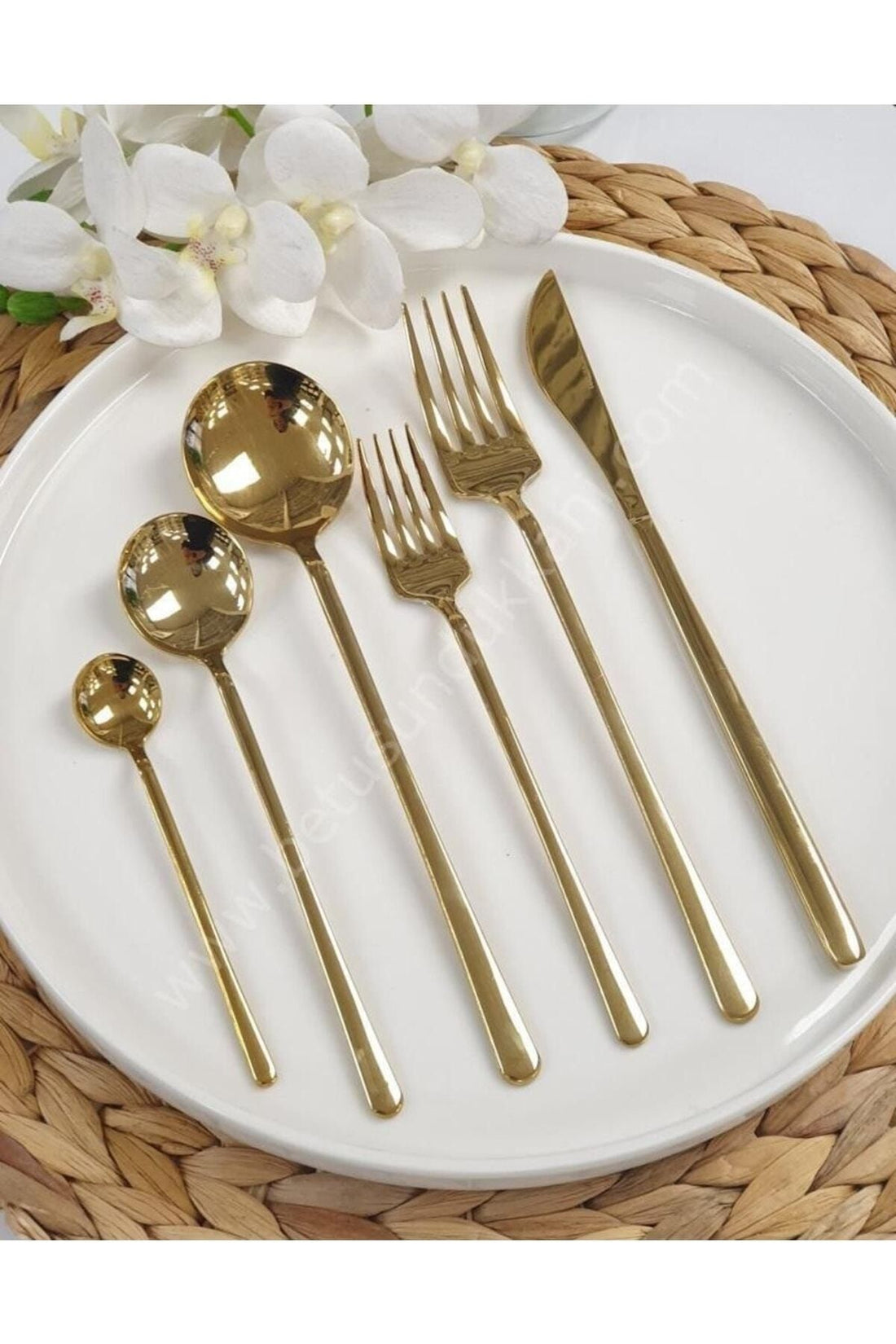 Milano 36 Pieces Stainless Steel Cutlery Spoons Set Gold 0450