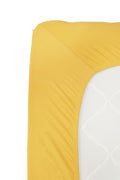 Mustard Combed Double Fitted Bed Sheet