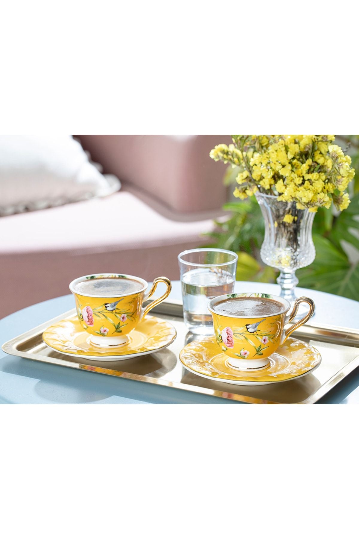 Vanilla New Bone China Coffee Cup Set of 2 90 ml Yellow