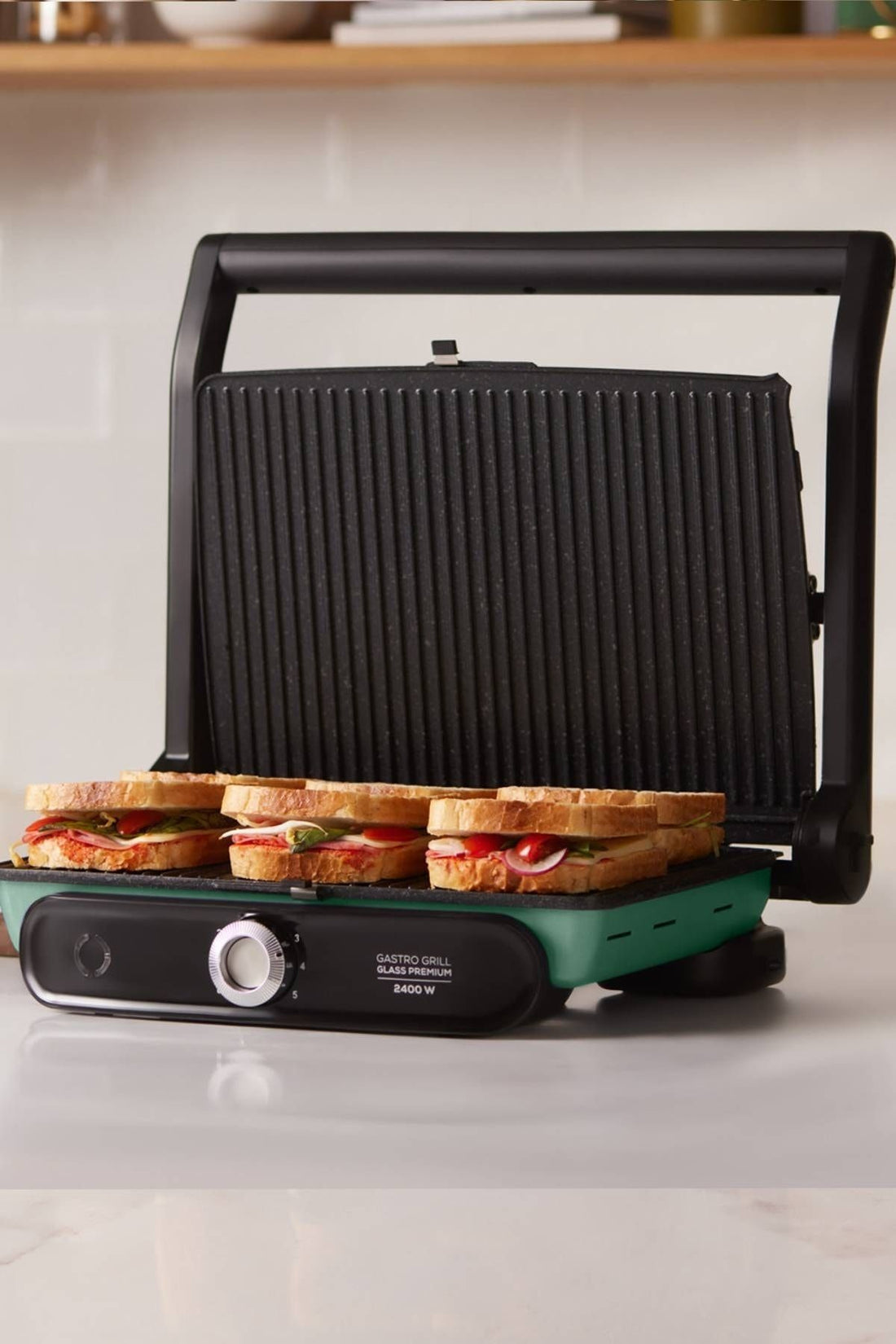 Gastro Grill Glass Premium 2400W Toaster & Grill Machine Blue Mist