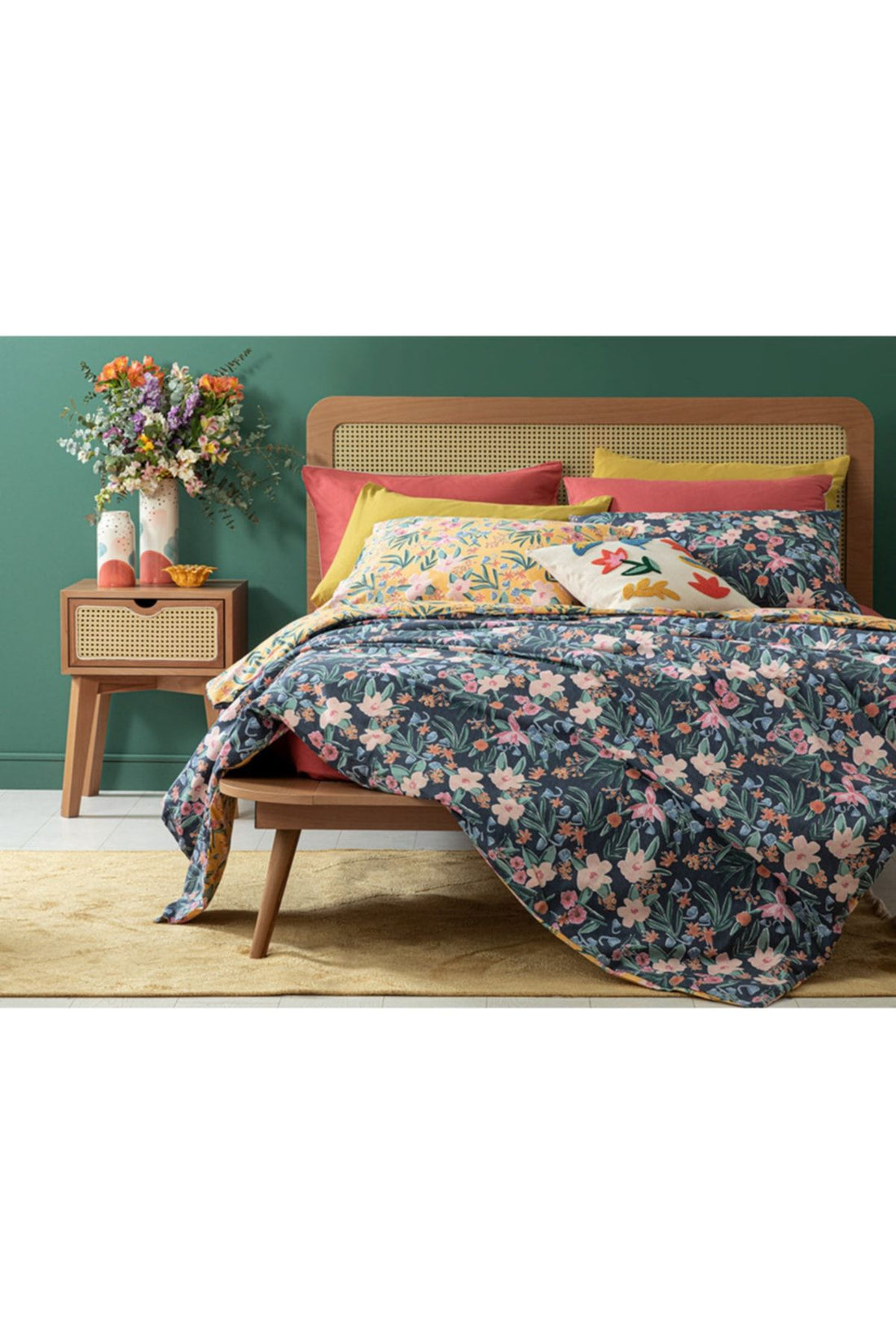 Vivacity Bloom Cotton Single Size Duvet Cover Set 160x220 Cm Yellow