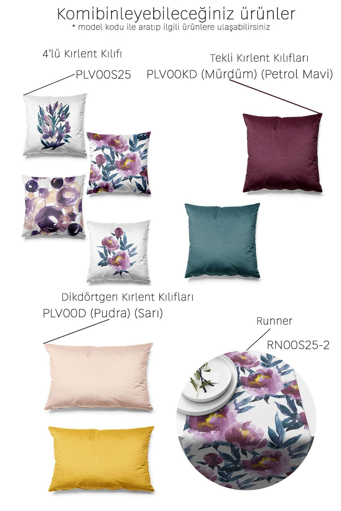 Double Side Printed Peony Pattern 4-Piece Suede Pillow Case