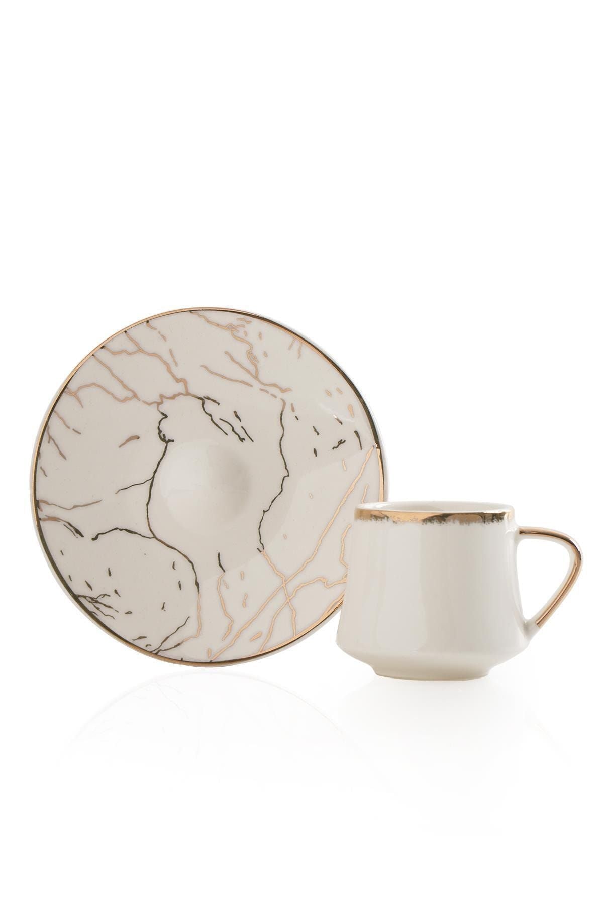 Milla 6 Pcs Porcelain Marble Pattern Coffee Cup Set