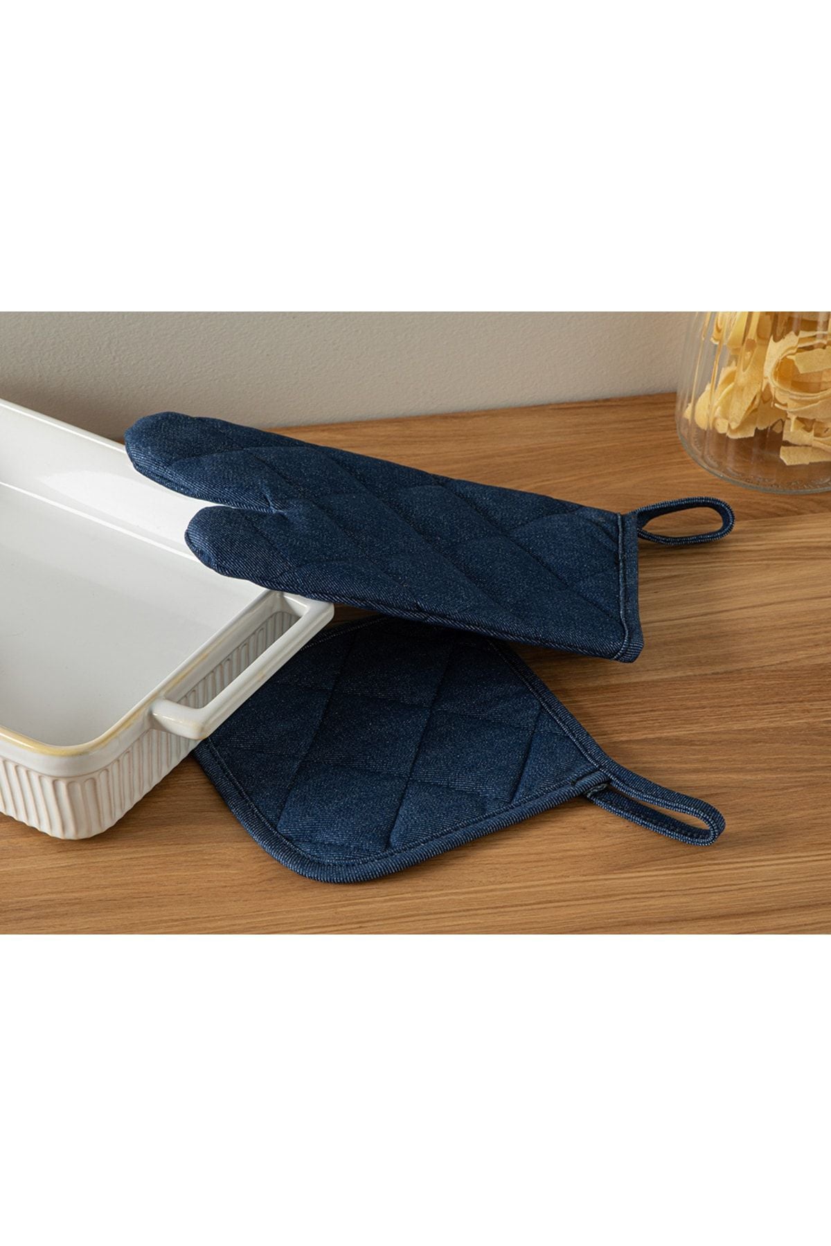 Ancel Cotton 2-Piece Kitchen Set 18x28 Cm 18x18 Cm Navy