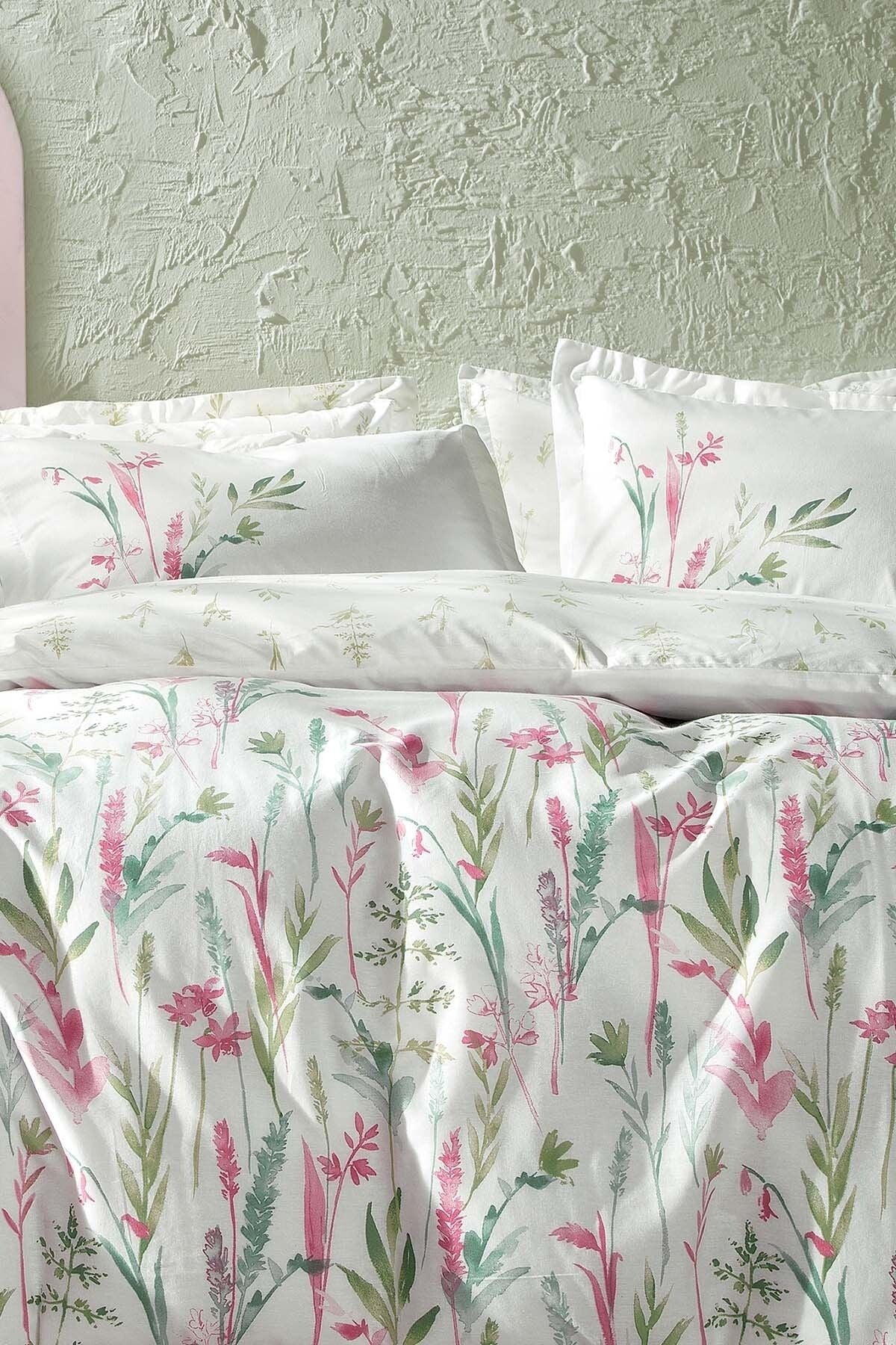 Hana Ranforce Double Bed Linen Set - Pink