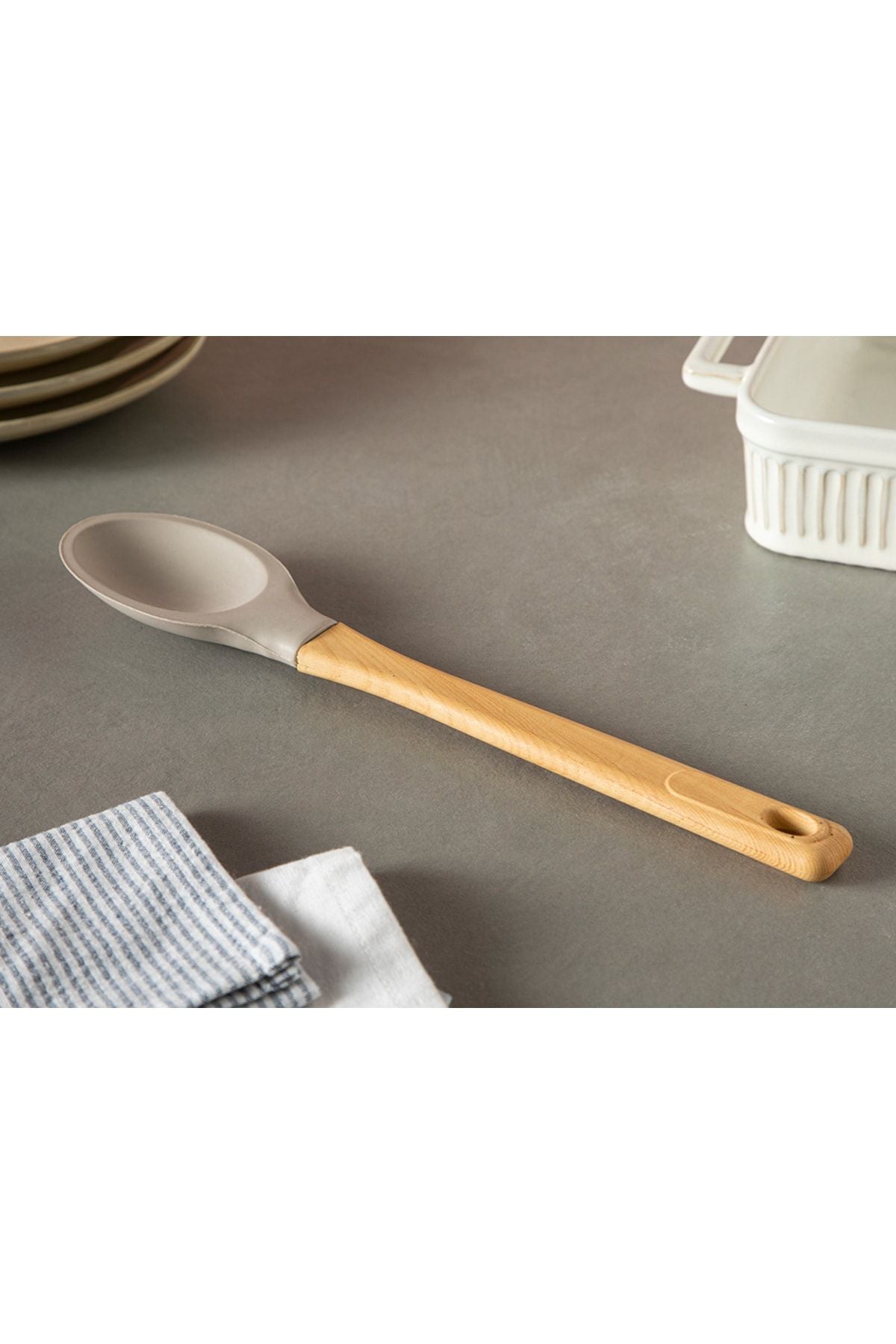 Eddy Silicone Serving Spoons 29 Cm Dark Beige