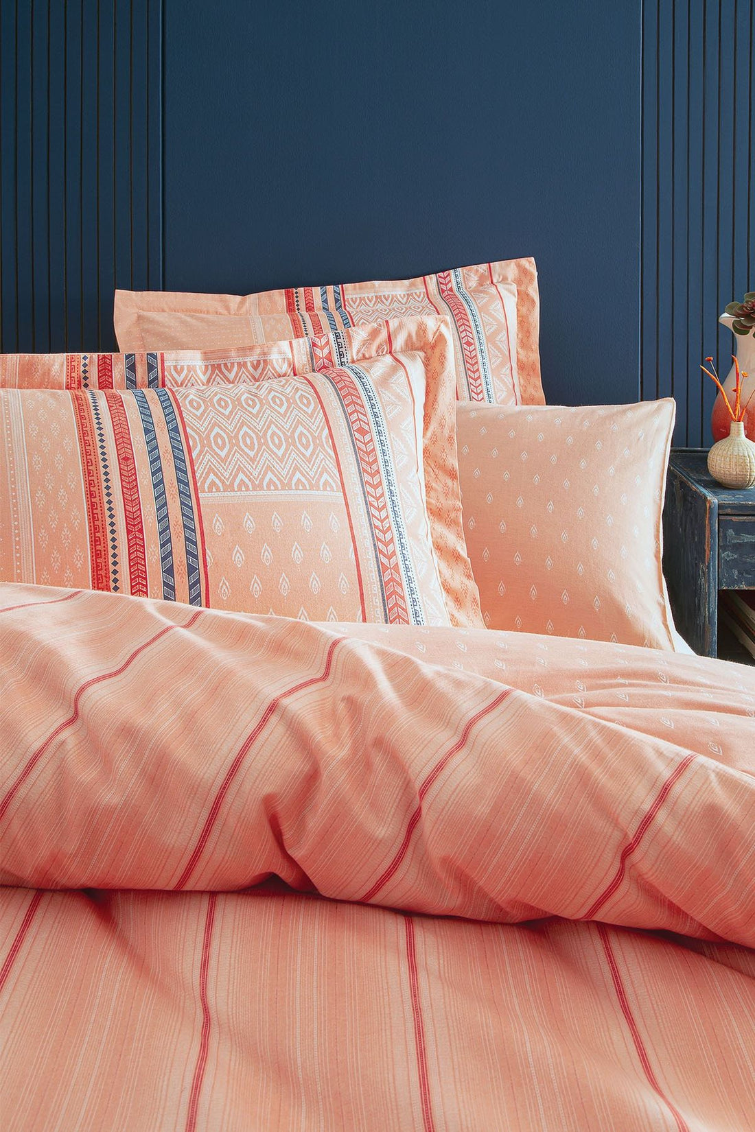 Pamena Ranforce Double Bed Linen Set - Salmon