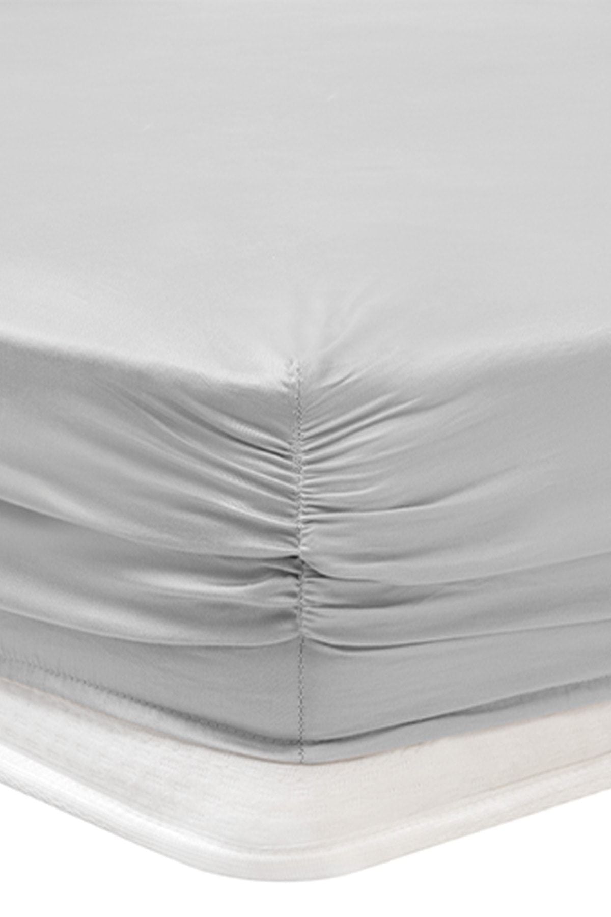 Maisy Bamboo Satin Double Elastic Bed Sheet - Grey