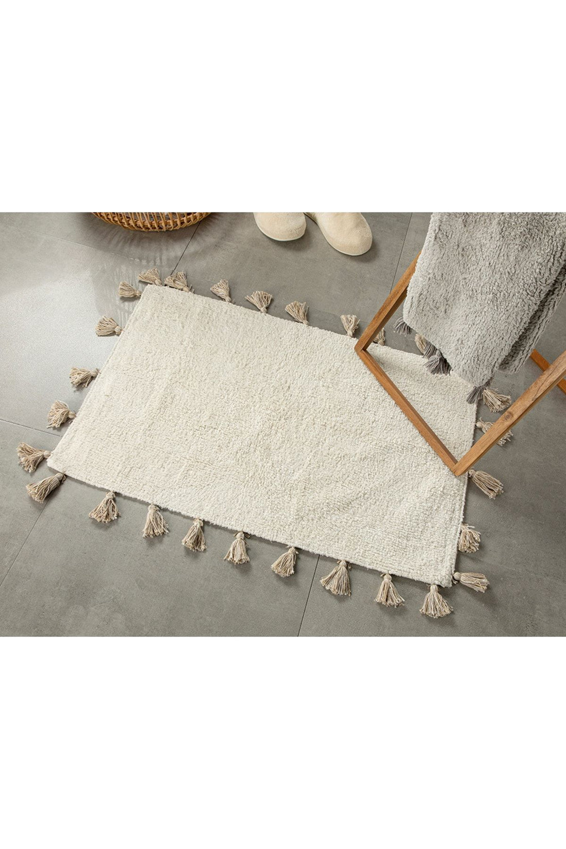 Fancy Cotton Bath Mat 60x90 Cm Cream