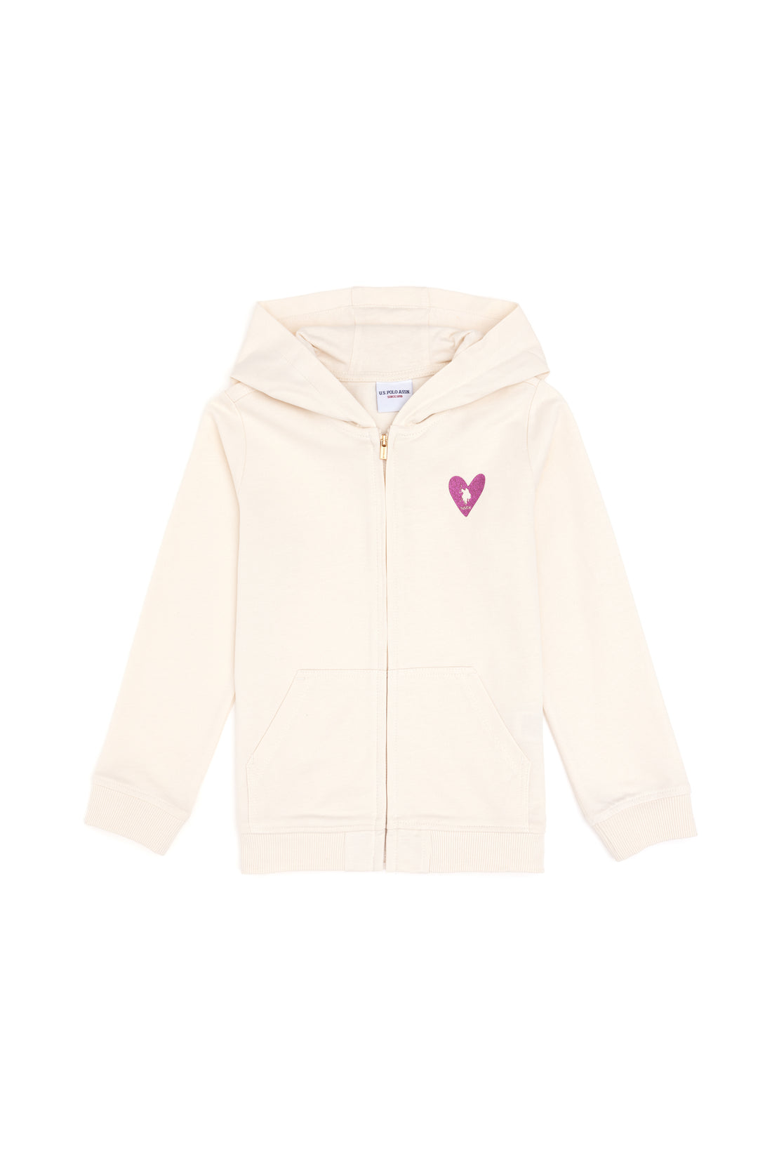 Girls' Cream Zippered Basic Sweatshirt