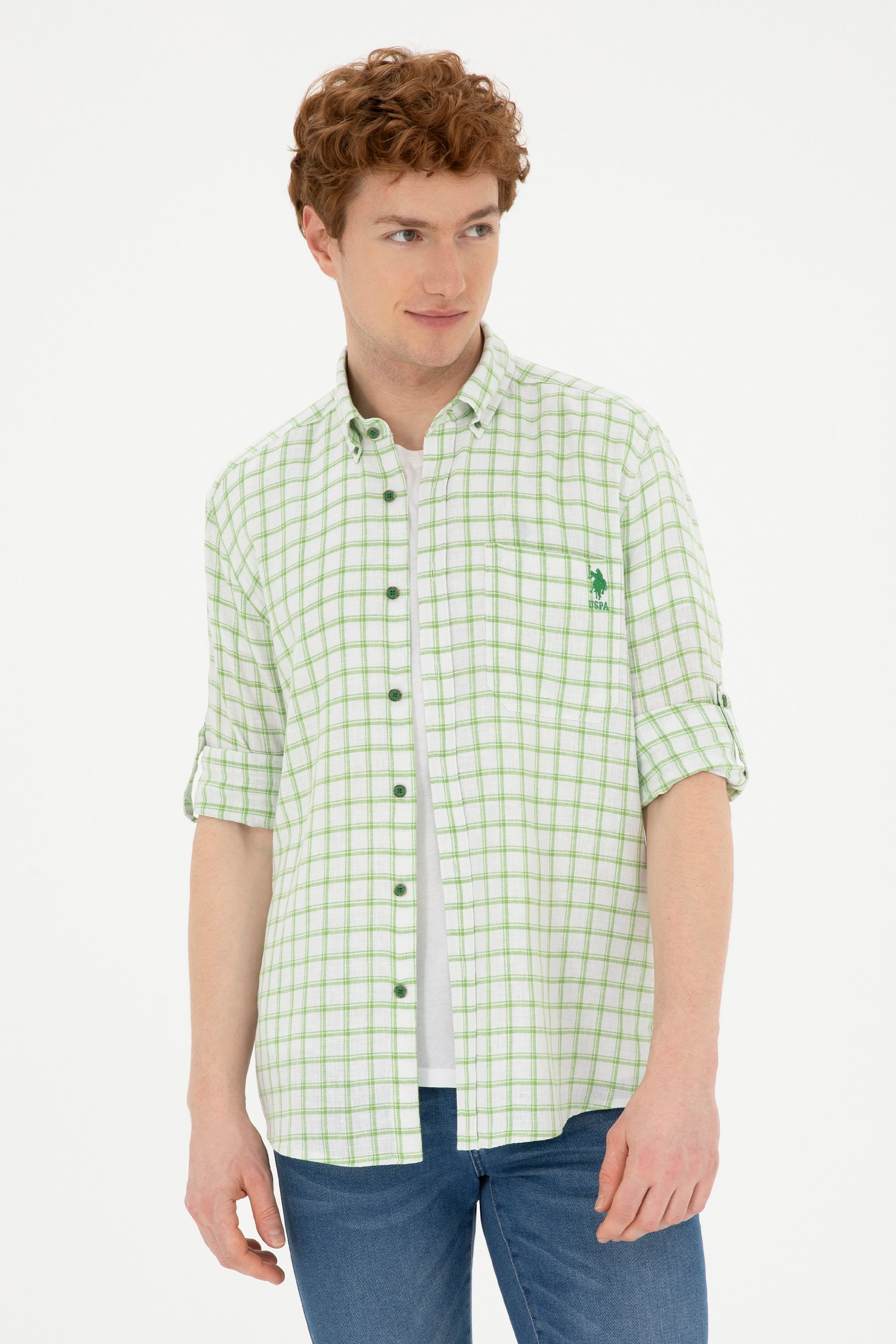 Men's Checkered Green Shirt