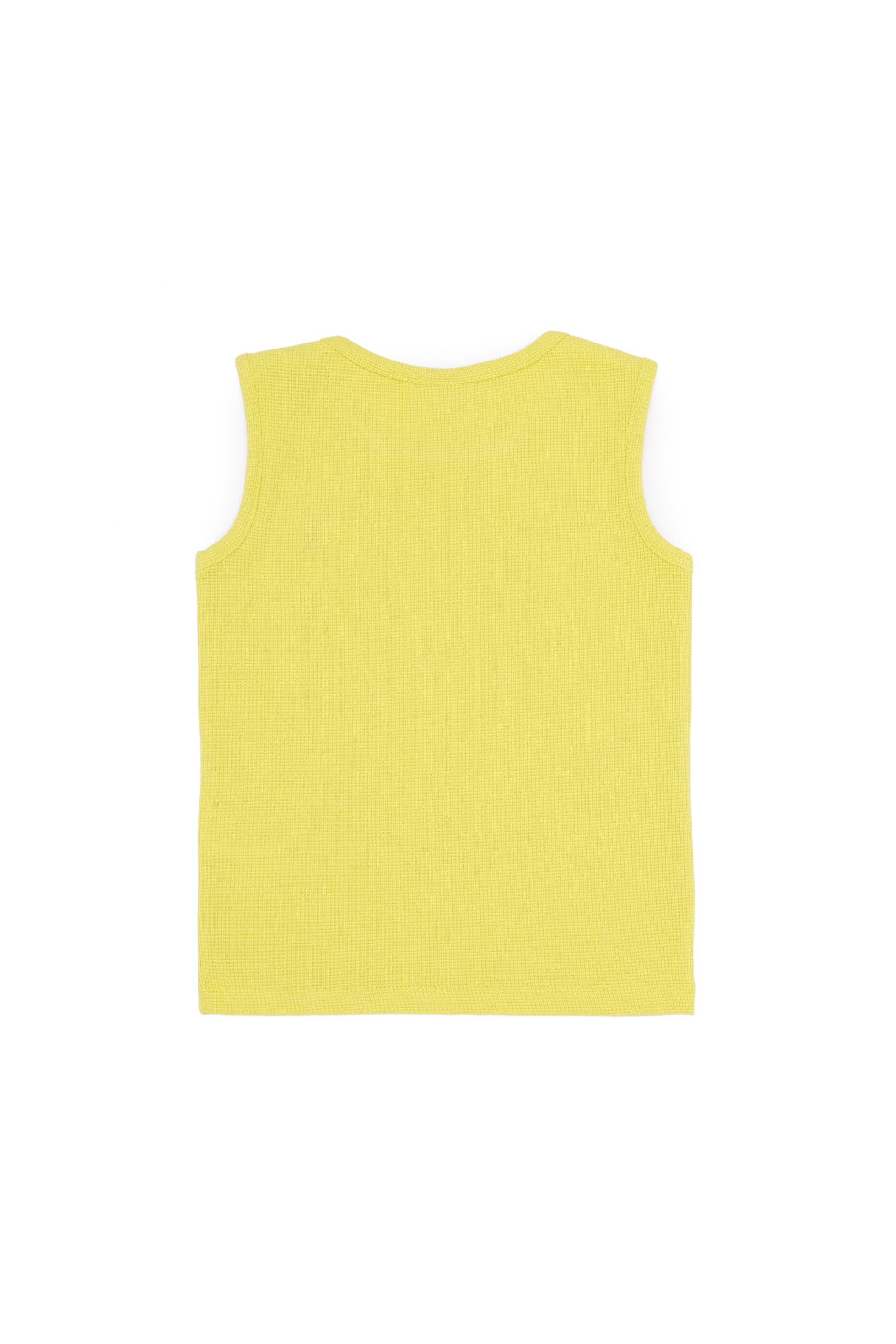 Kids Neon Yellow Crew Neck Sleeveless T-Shirt