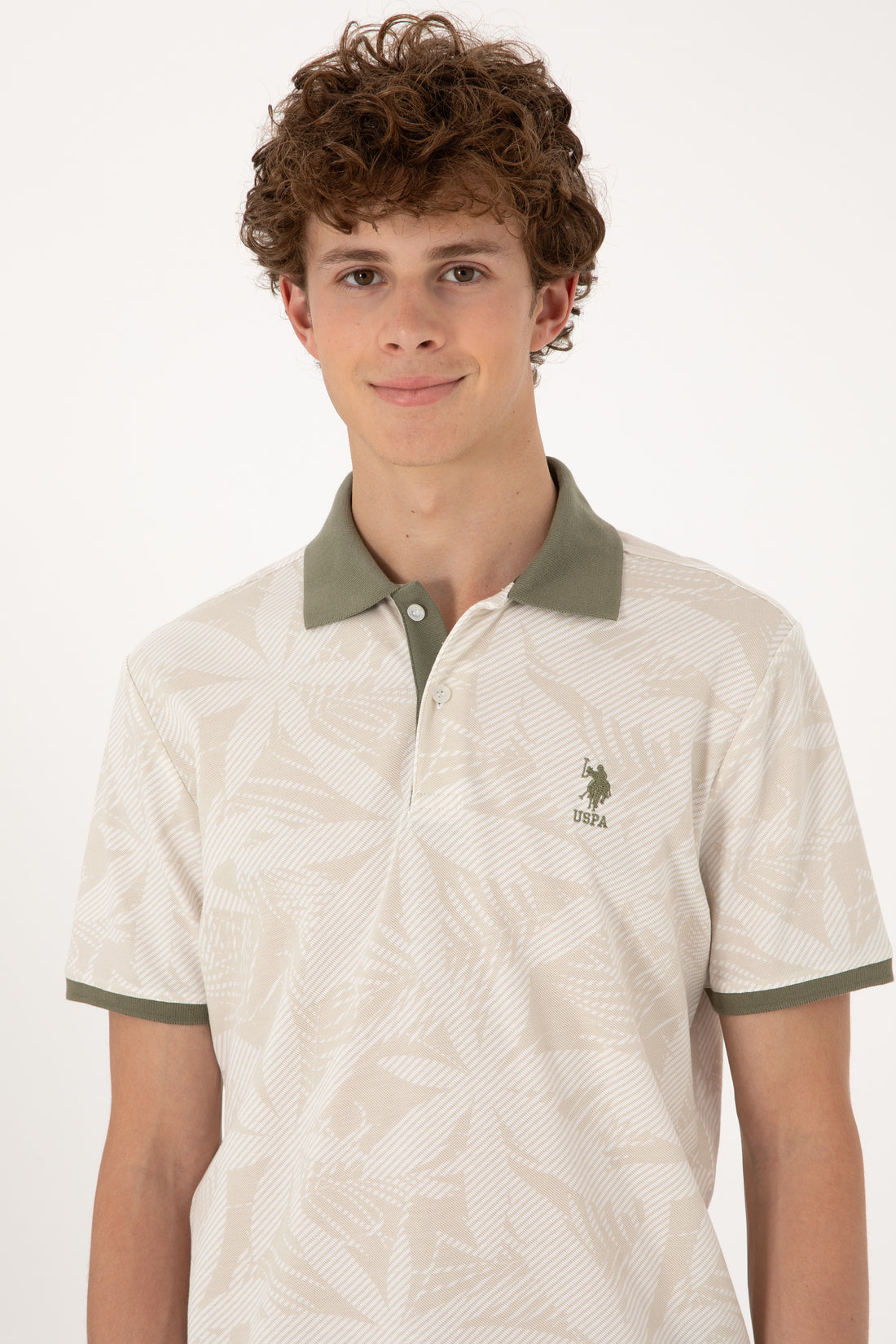 Men's Regular Fit Polo Neck Stone T-Shirt