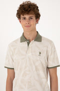Men's Regular Fit Polo Neck Stone T-Shirt