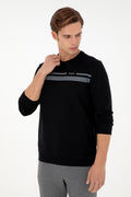 Men's Regular Fit Crew Neck Black Sweatshirt