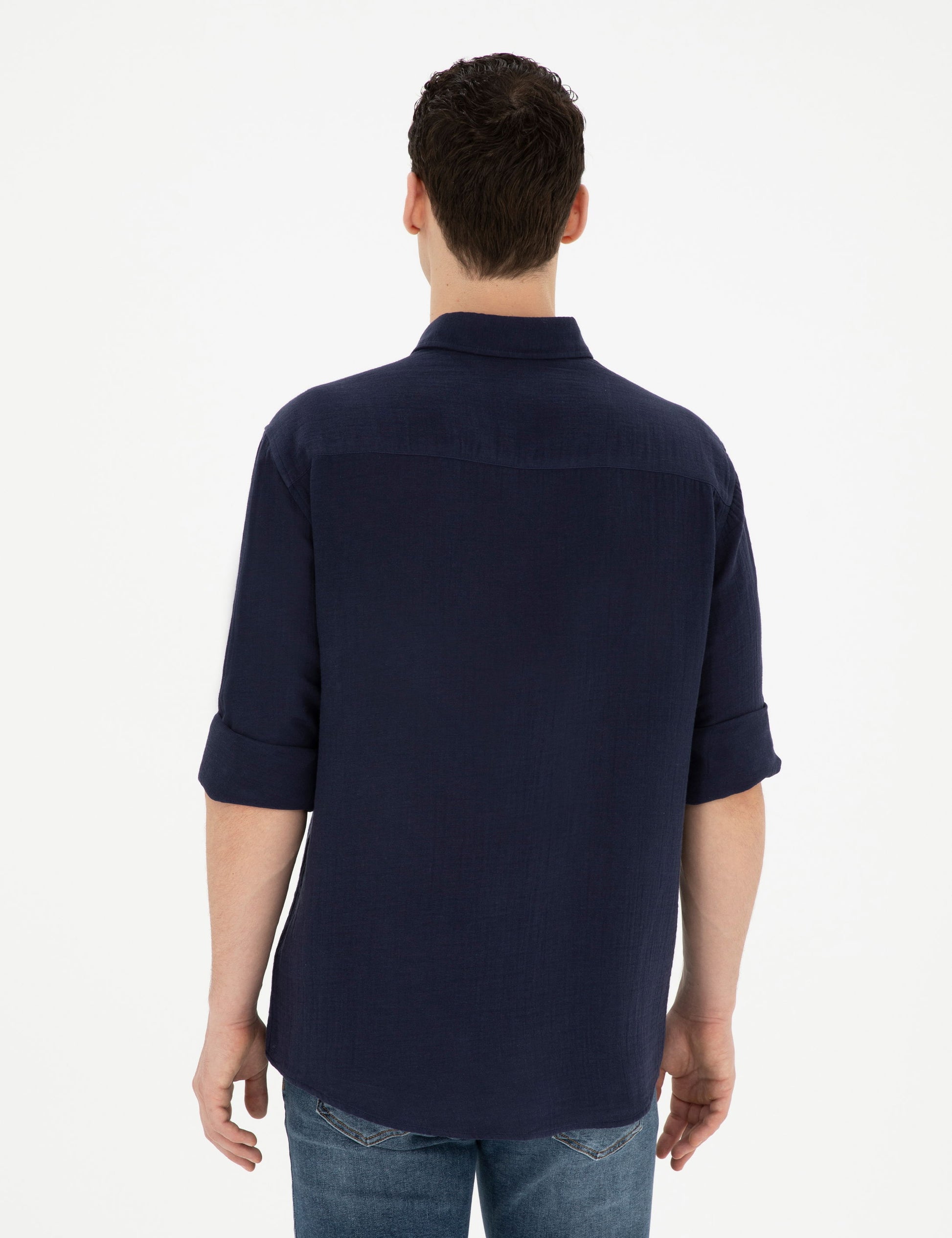 Navy Blue Comfort Fit Long Sleeve Shirt