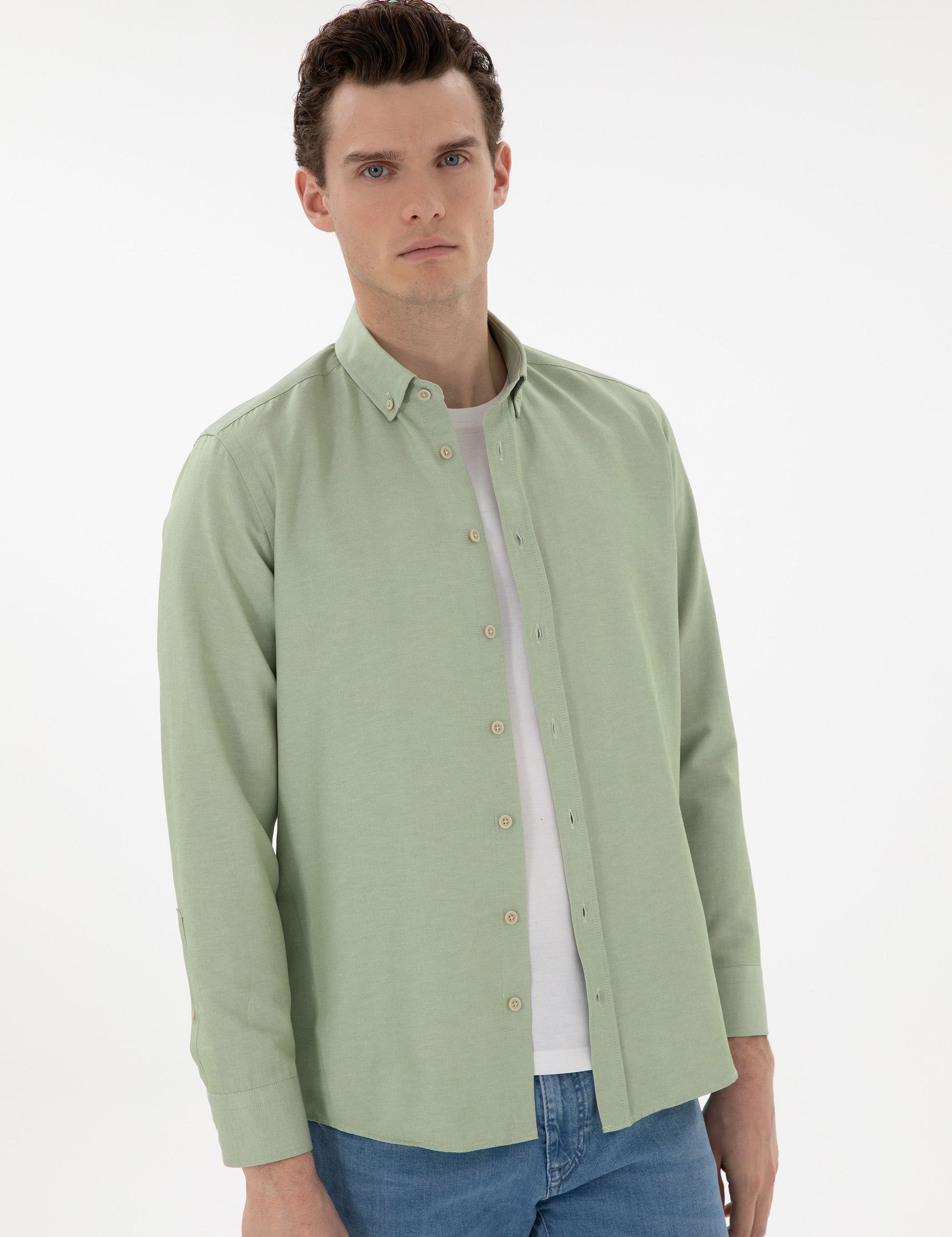 Green Regular Fit Long Sleeve Shirt