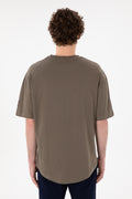 Men's Long Fit Crew Neck Mink Basic T-Shirt