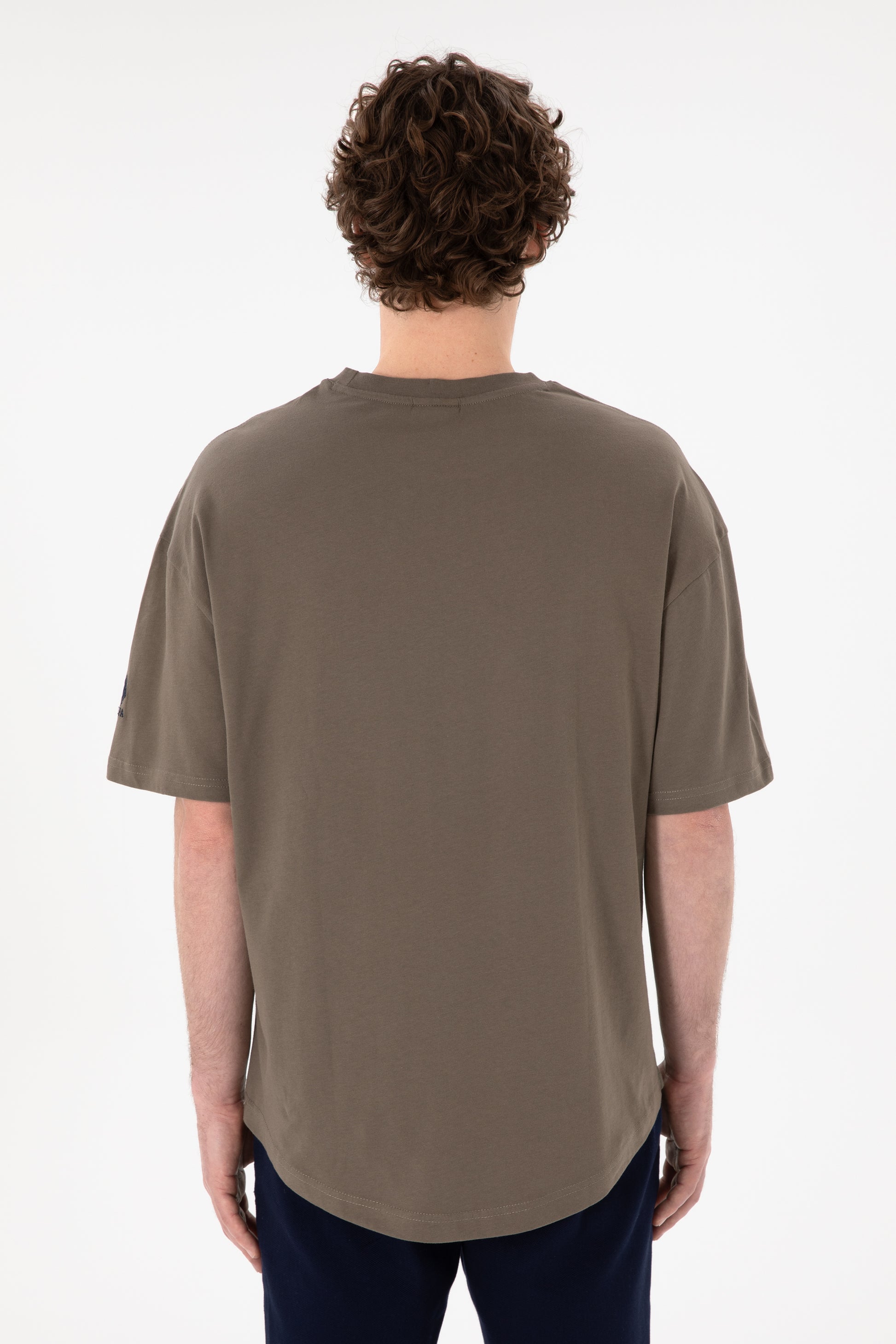 Men's Long Fit Crew Neck Mink Basic T-Shirt