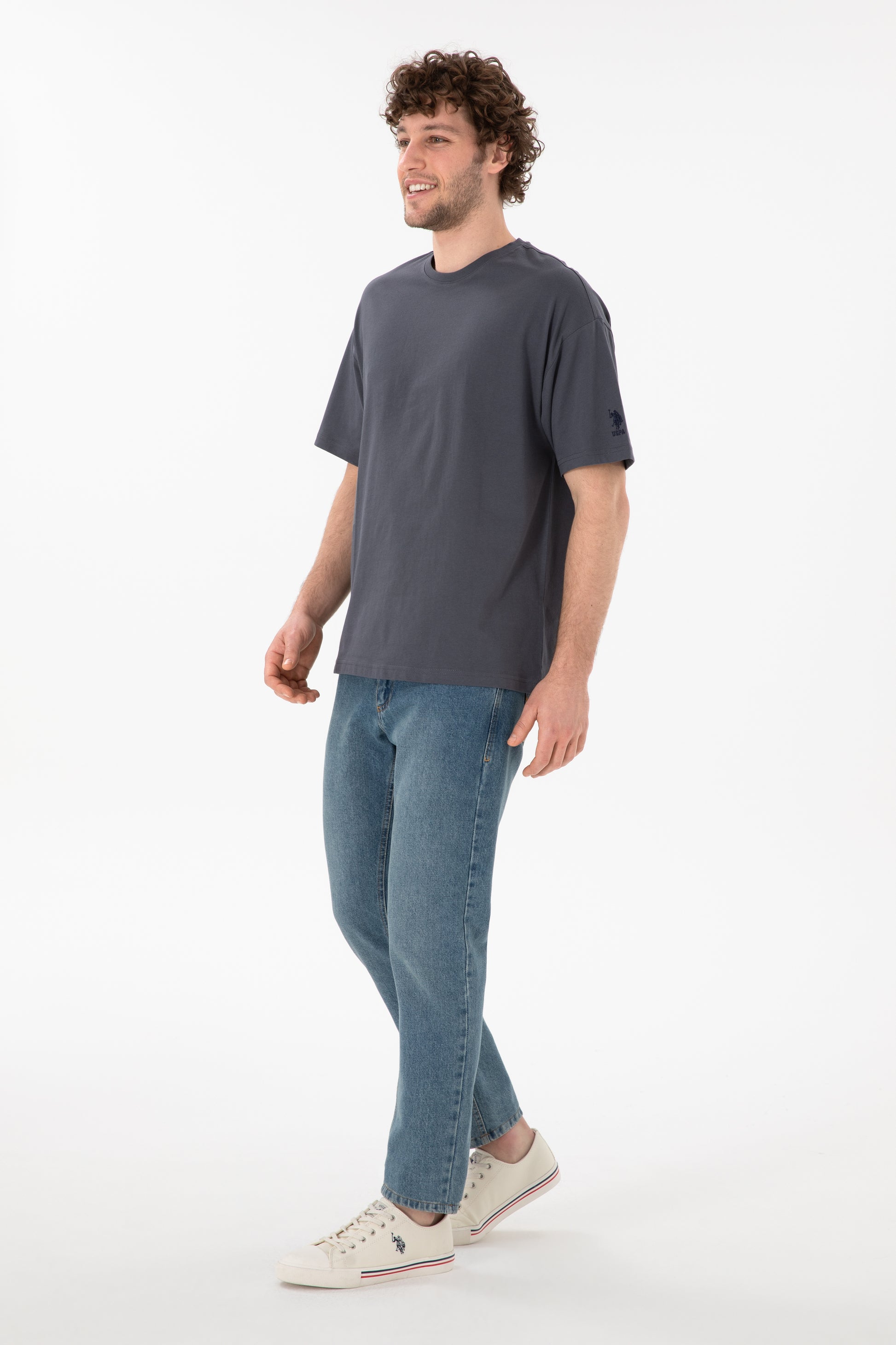 Men's Oversize Fit Crew Neck Anthracite T-Shirt