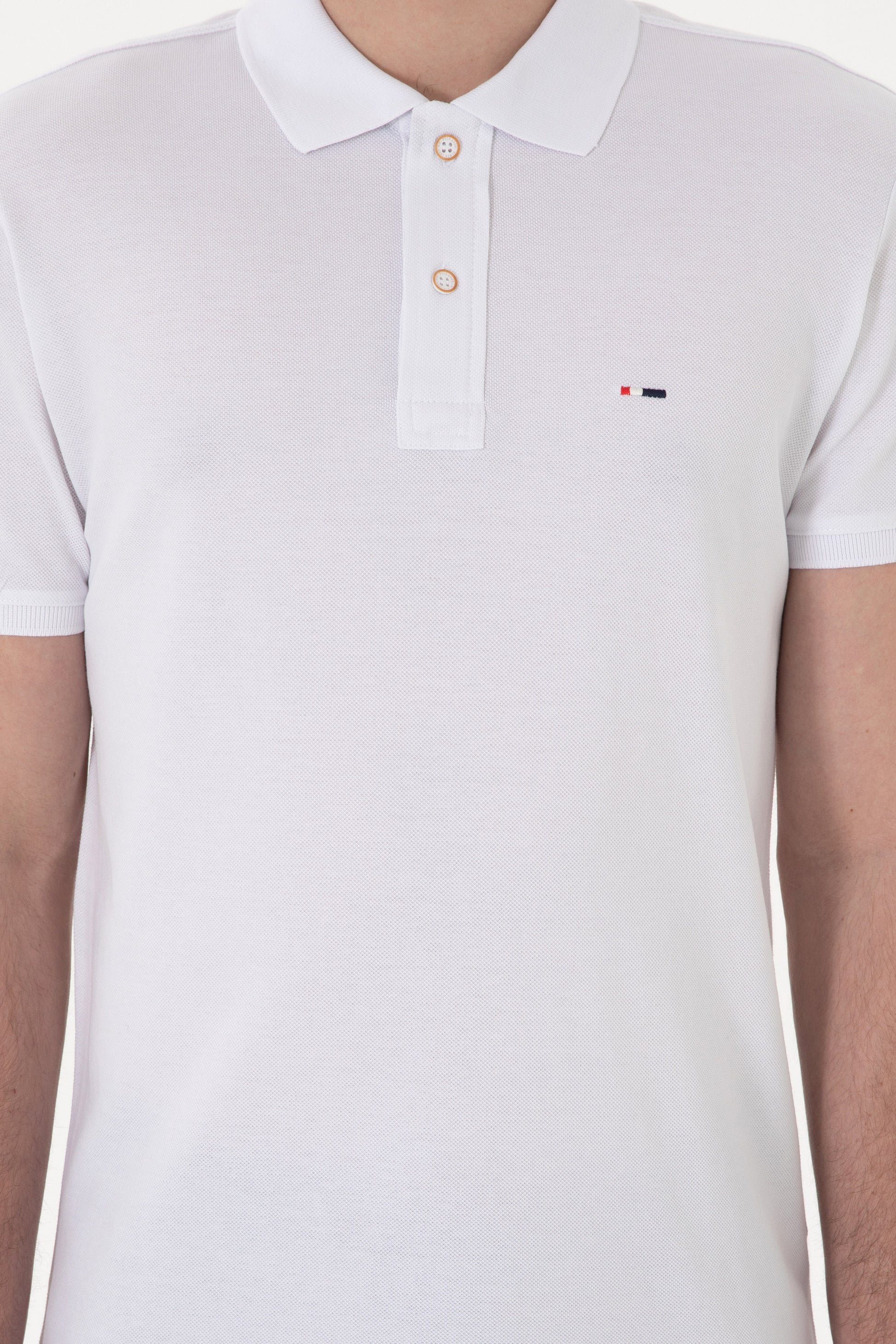 Men's Slim Fit Polo Neck White Basic T-Shirt