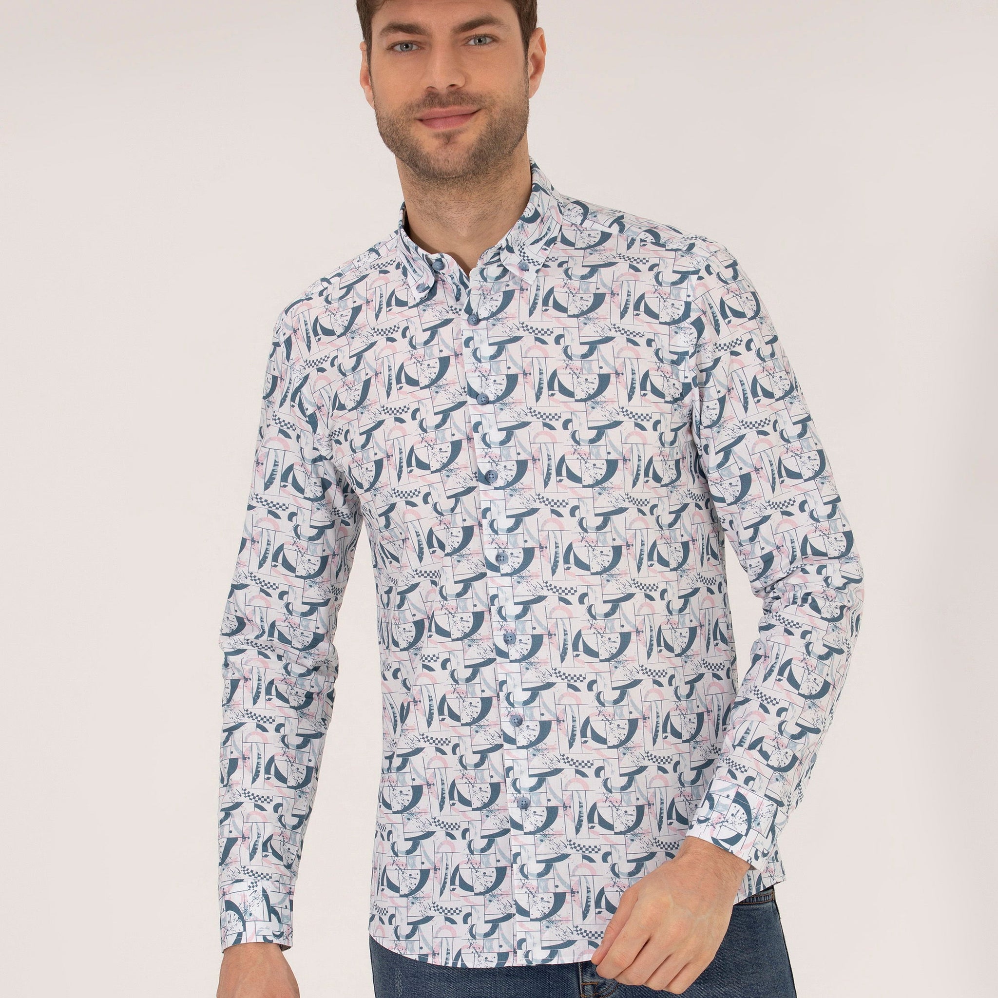 Pink Slim Fit Long Sleeve Shirt