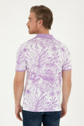 Men's Regular Fit Polo Neck Lilac T-Shirt